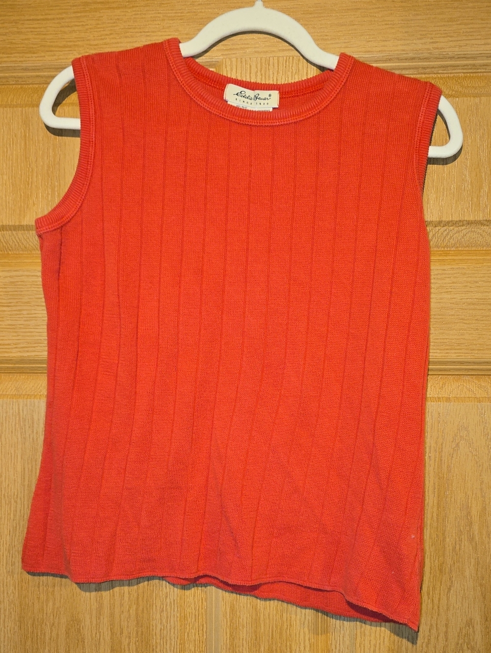Eddie Bauer Red Ribbed Sleeveless Knit Top